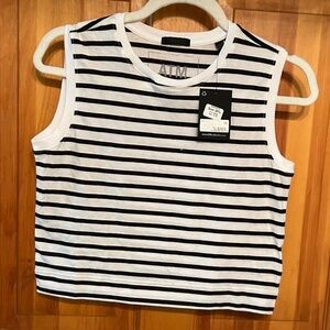 Bloomingdale's NWT ATM Sleeveless Cropped XS Striped Shirt